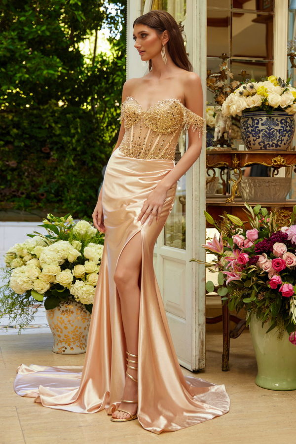 Sequin Long Fitted Formal Fringe Prom Dress