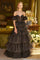 Prom Dresses A Line Long Formal Sequin Corset Detachable Sleeve Prom Dress Black