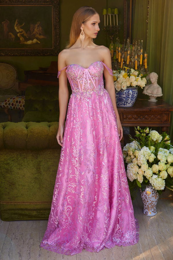 Long Formal Glitter Sequin A Line Prom Dress