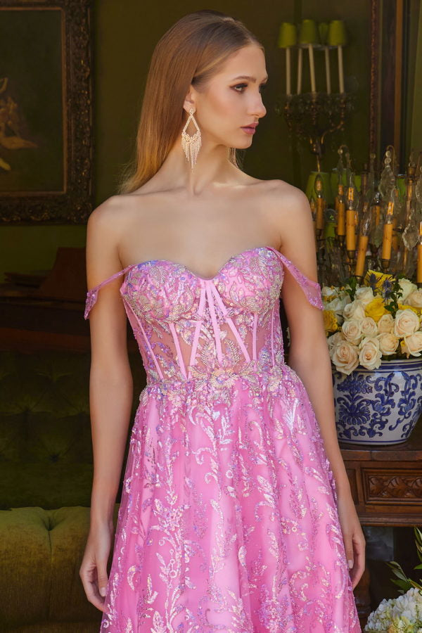 Long Formal Glitter Sequin A Line Prom Dress