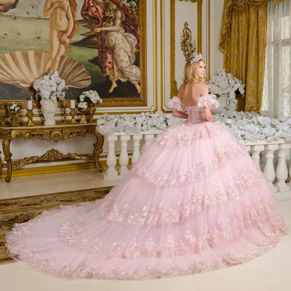 Quinceanera Dress Glitter Corset Long Ball Gown
