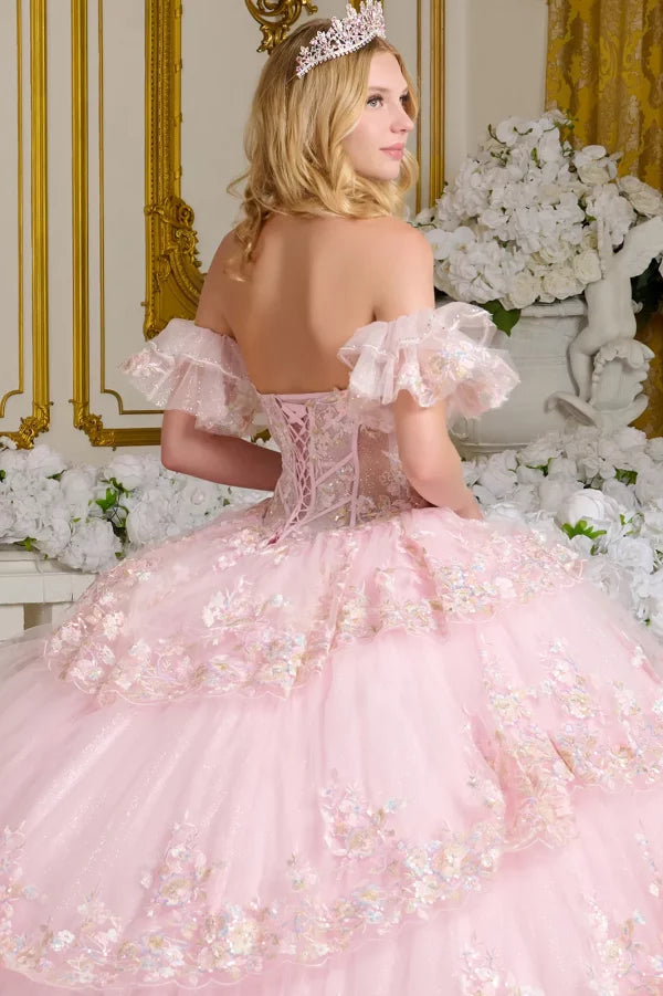 Quinceanera Dress Glitter Corset Long Ball Gown