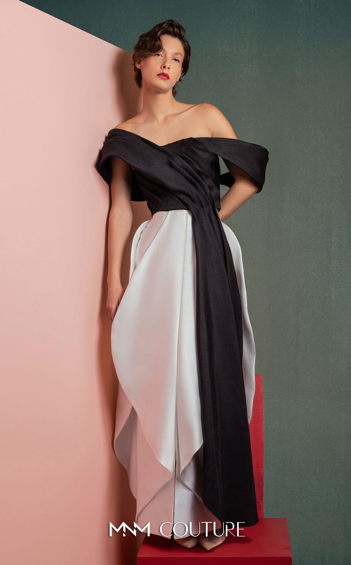 Formal Dresses Long Formal Prom Evening Dress MNM Couture GOF2508 Black/White