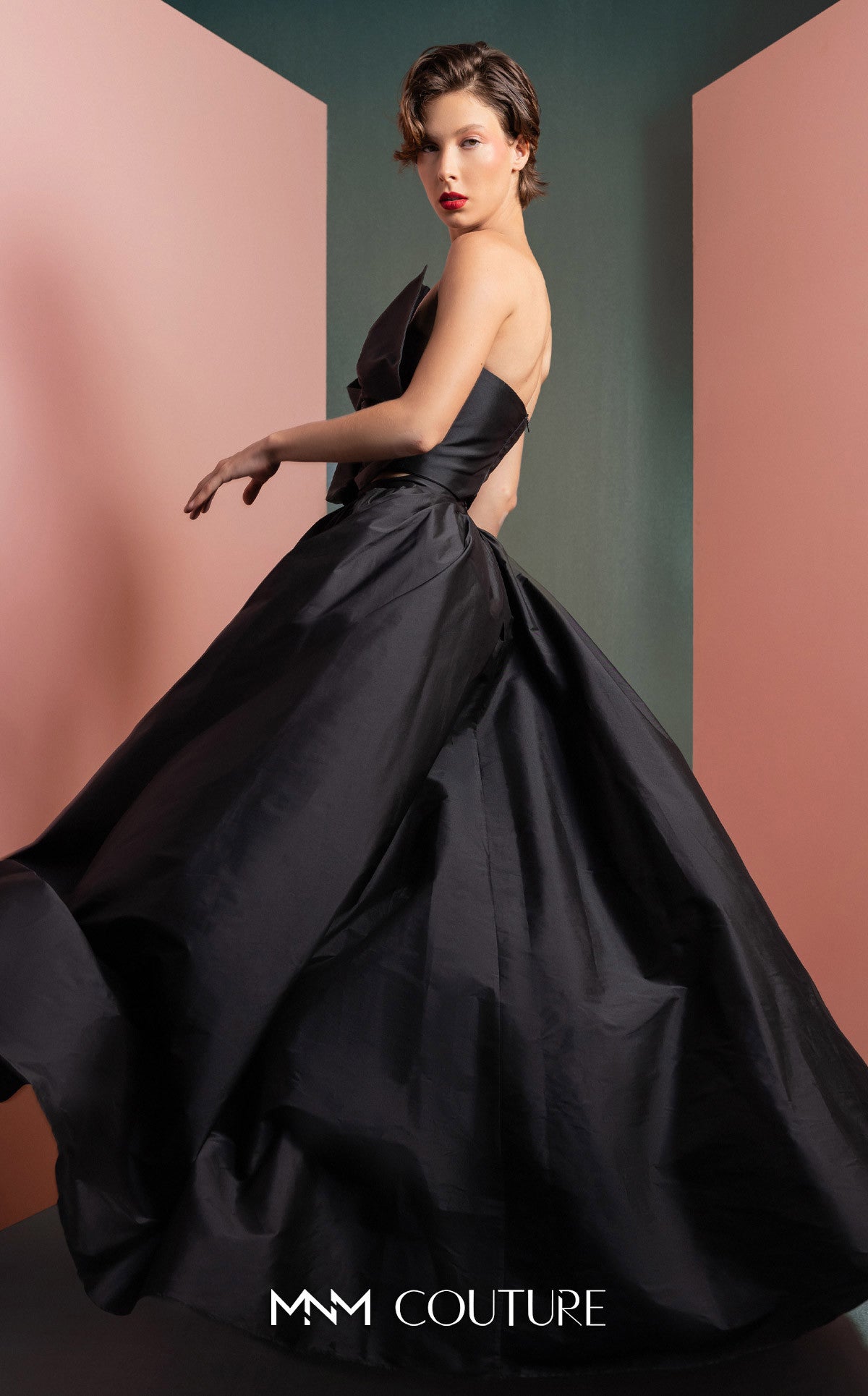 Prom Dresses Two Piece Evening High Low Formal Prom Dress MNM Couture GOF2511 Black
