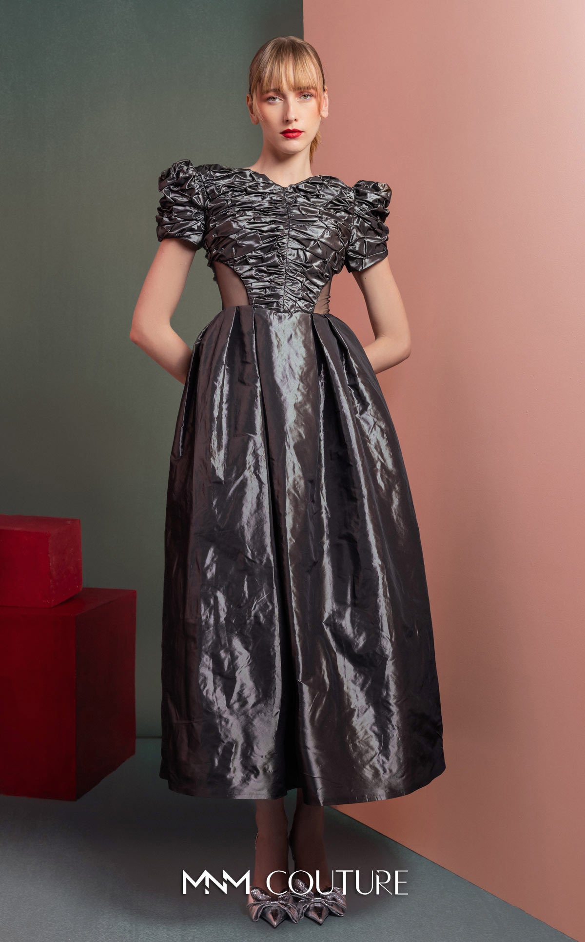 Cocktail Dresses Tea Length Evening A Line Cocktail Dress MNM Couture GOF2512 Antrasit
