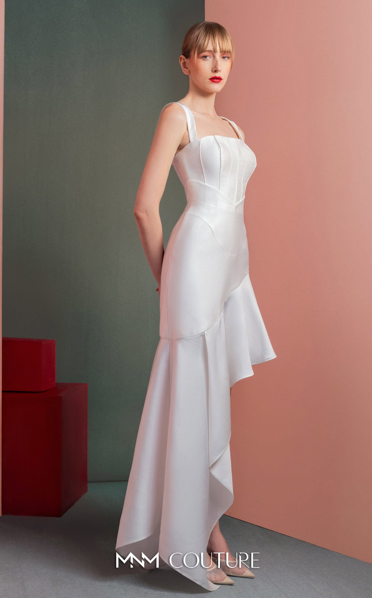 Cocktail Dresses High Low Cocktail Evening Dress MNM Couture GOF2517 Off White