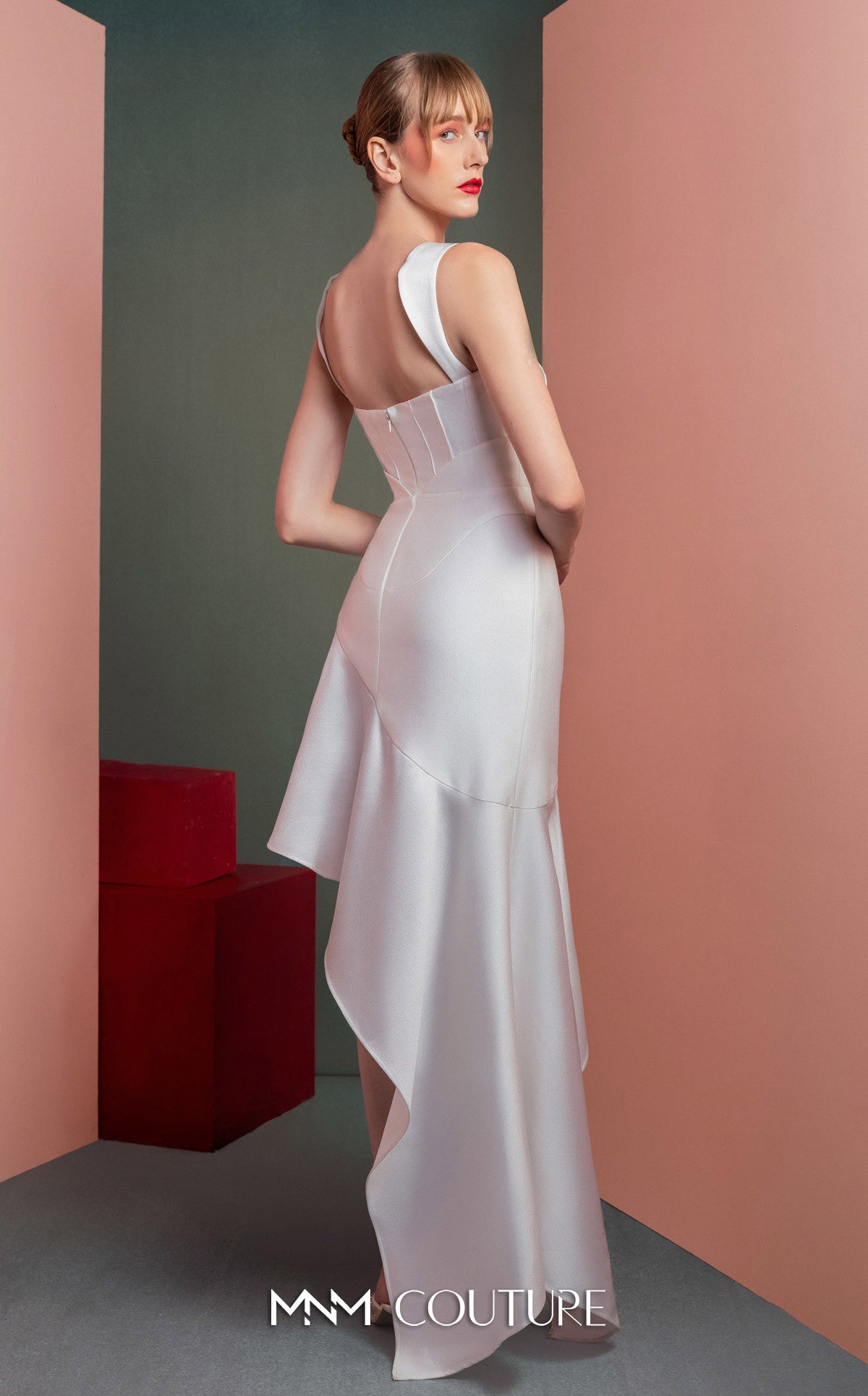 Cocktail Dresses High Low Cocktail Evening Dress MNM Couture GOF2517 Off White