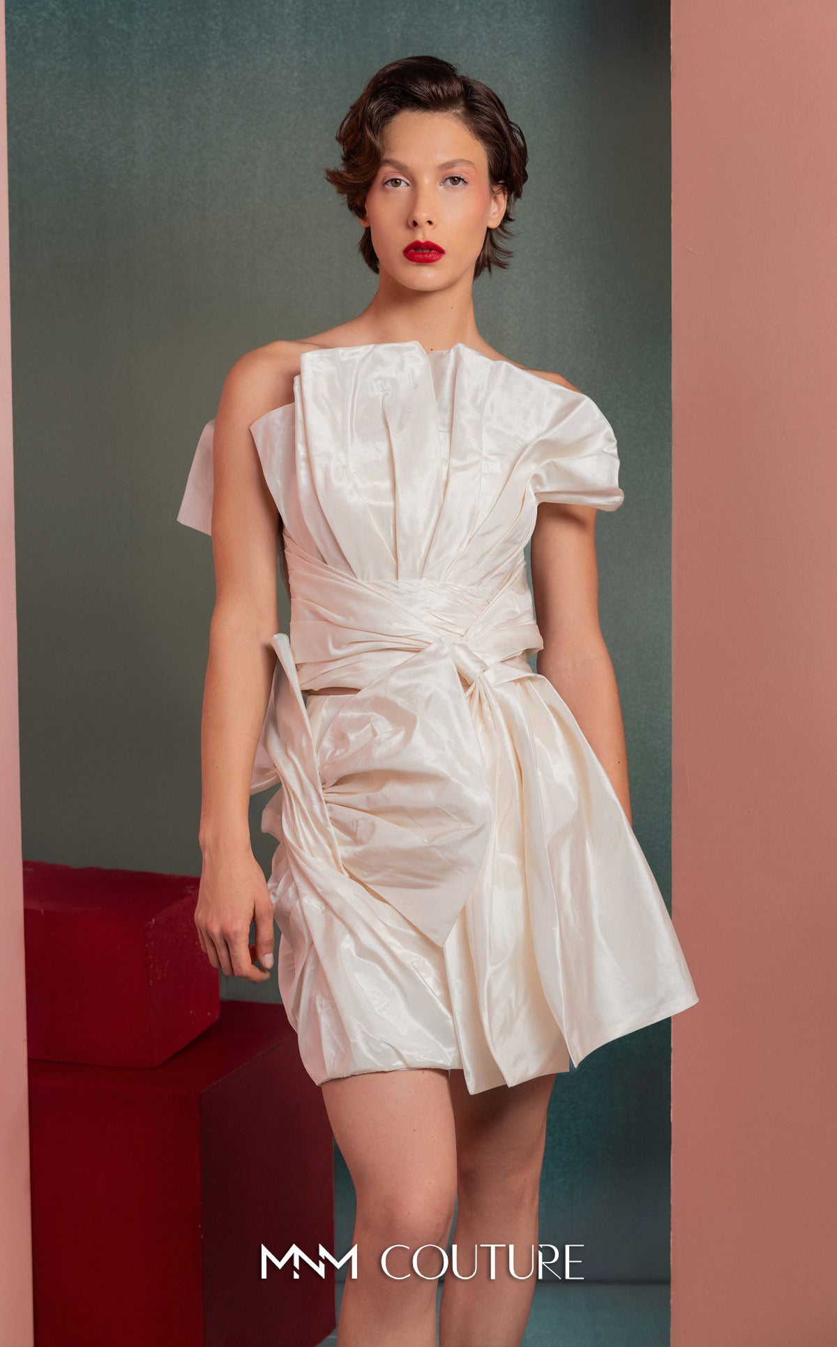 Cocktail Dresses Short Mini Two Piece Cocktail Dress MNM Couture GOF2527 Off White