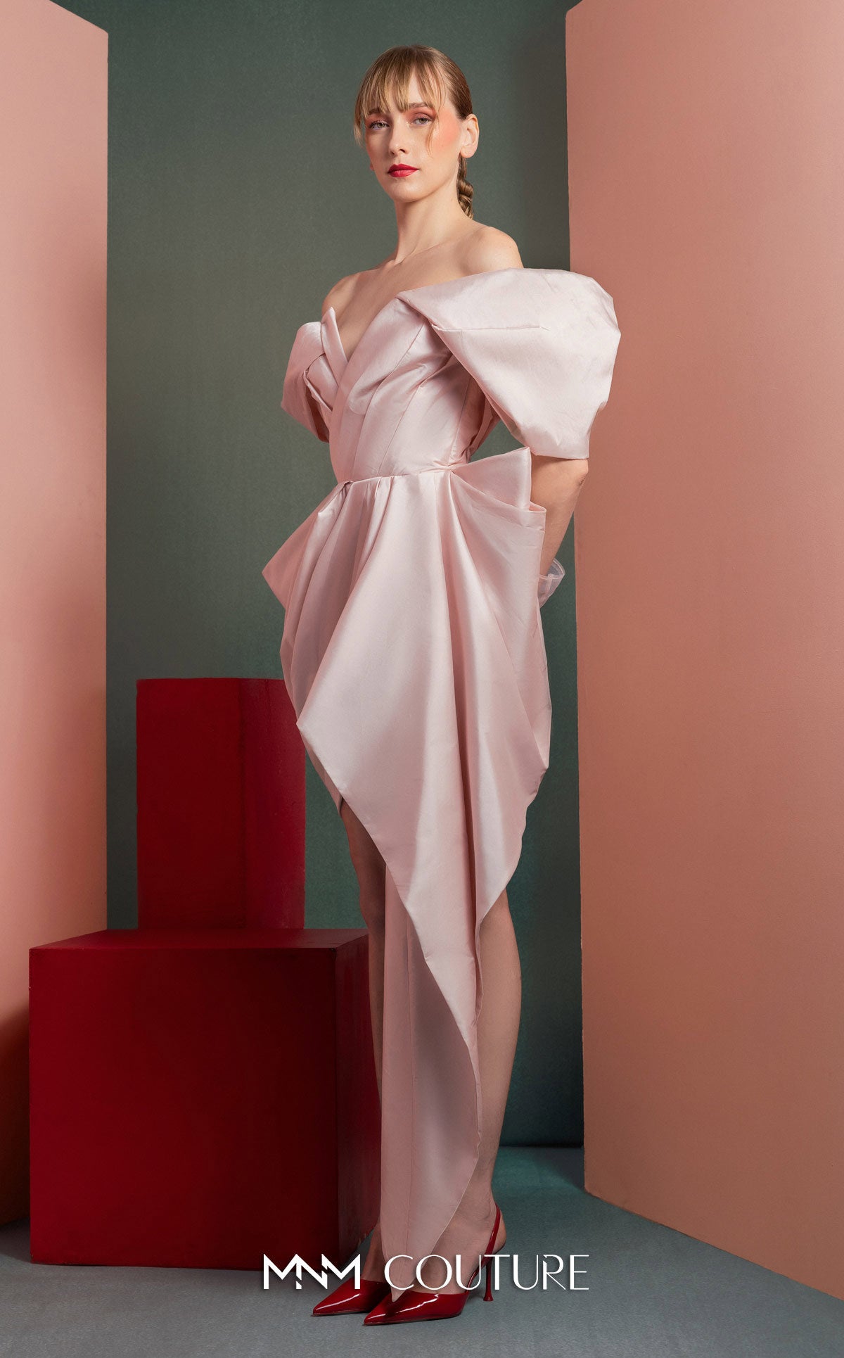 Cocktail Dresses High Low Cocktail Evening Dress MNM Couture GOF2534 Pink
