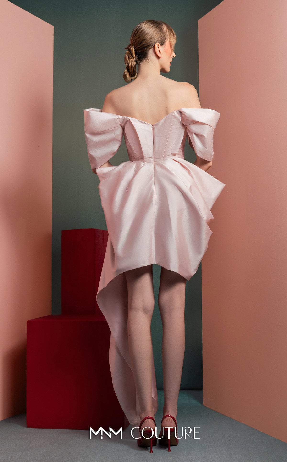 Cocktail Dresses High Low Cocktail Evening Dress MNM Couture GOF2534 Pink