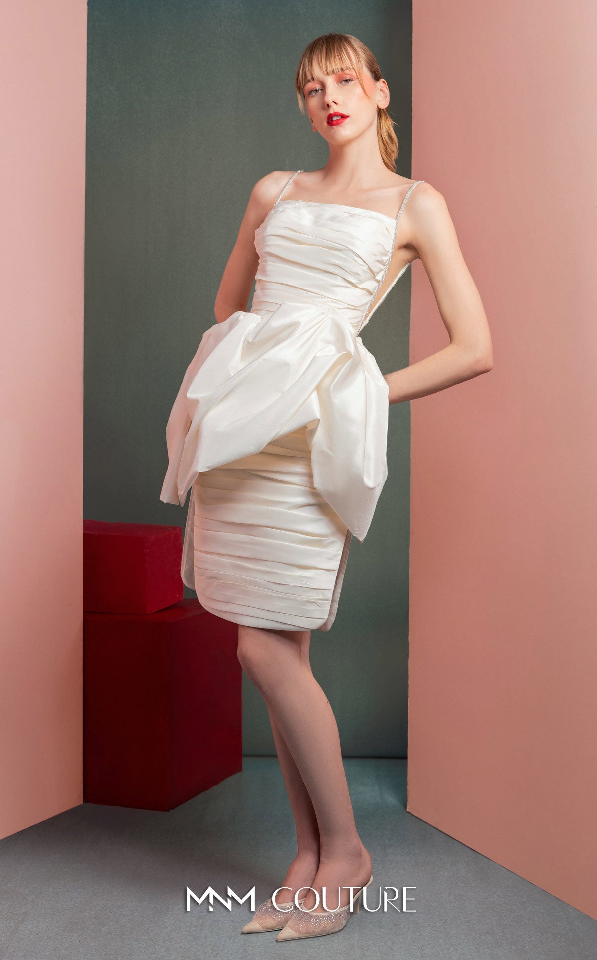 Cocktail Dresses Short Cocktail Evening Mini Dress MNM Couture GOF2535 Off White