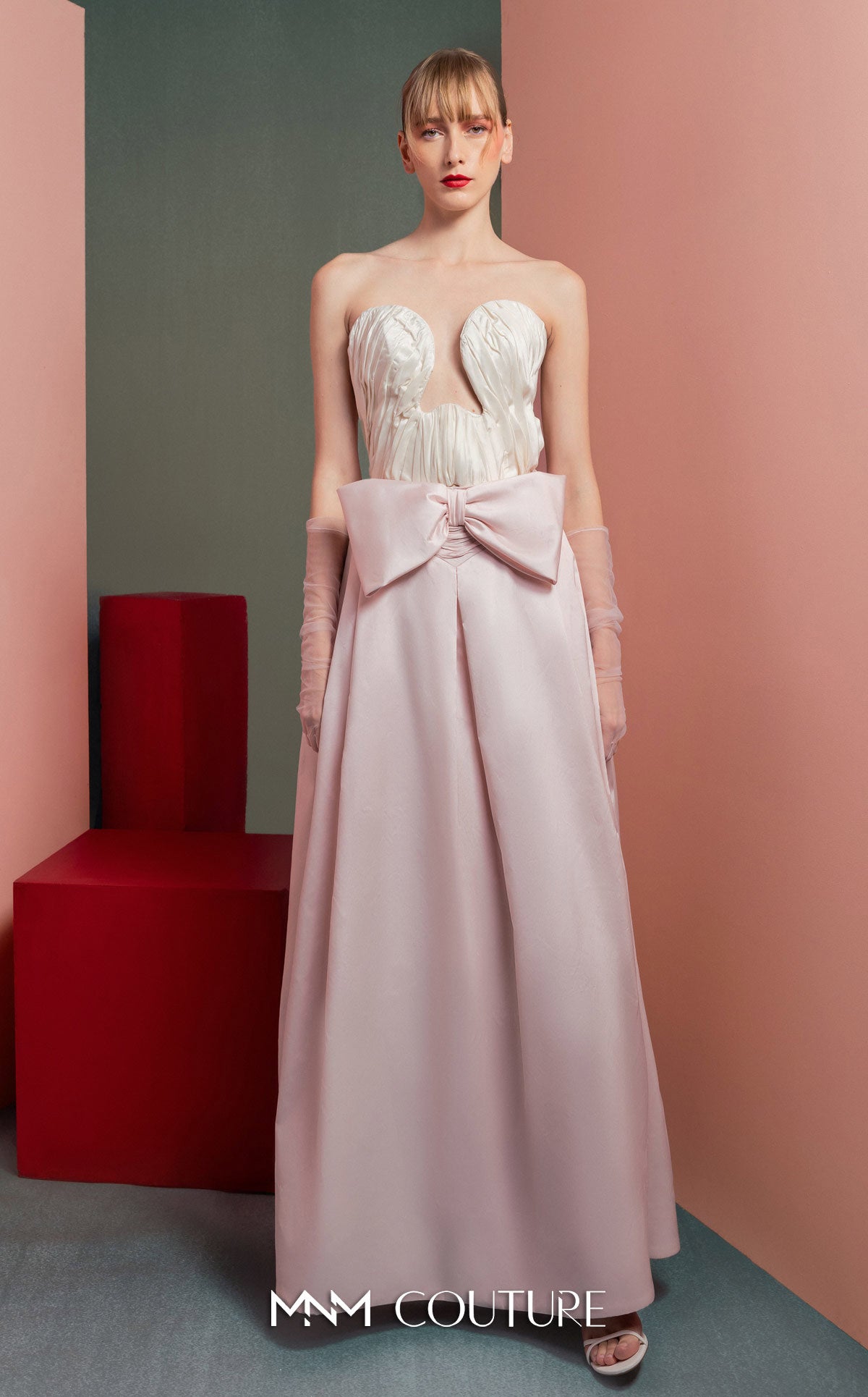 Formal Dresses Long Formal Prom Corset A line Evening Dress MNM Couture GOF2540 Pink/Off White