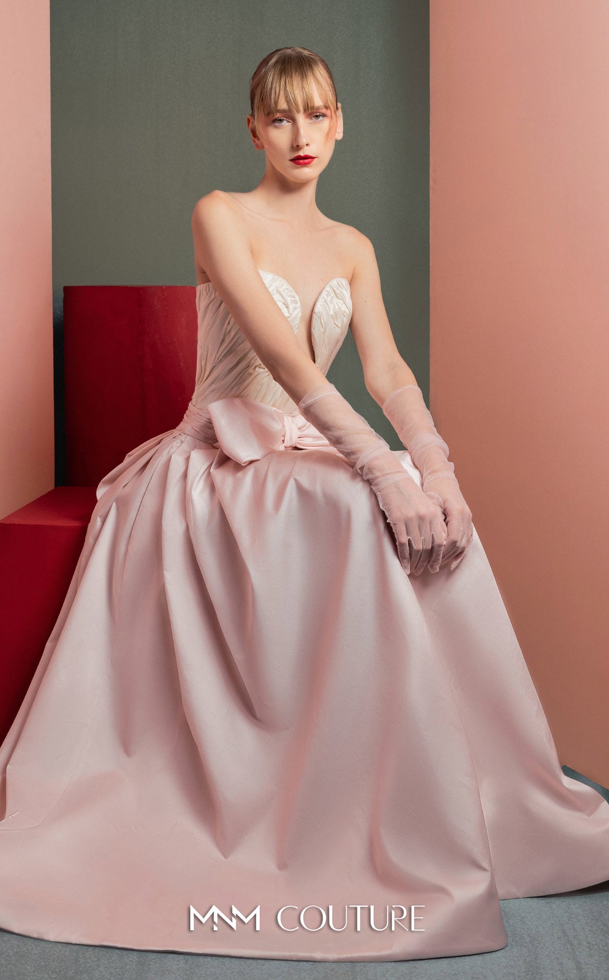 Formal Dresses Long Formal Prom Corset A line Evening Dress MNM Couture GOF2540 Pink/Off White
