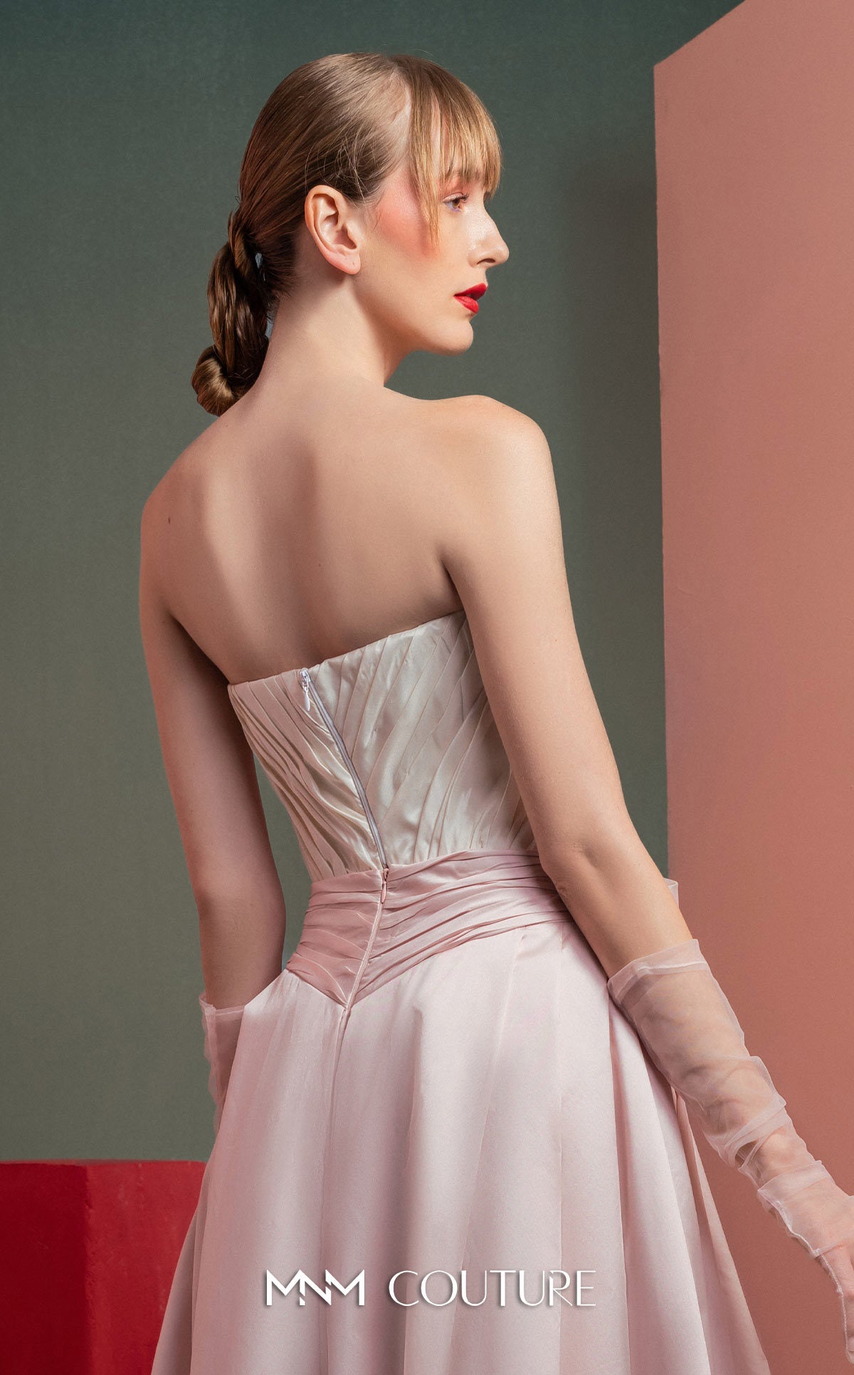Formal Dresses Long Formal Prom Corset A line Evening Dress MNM Couture GOF2540 Pink/Off White