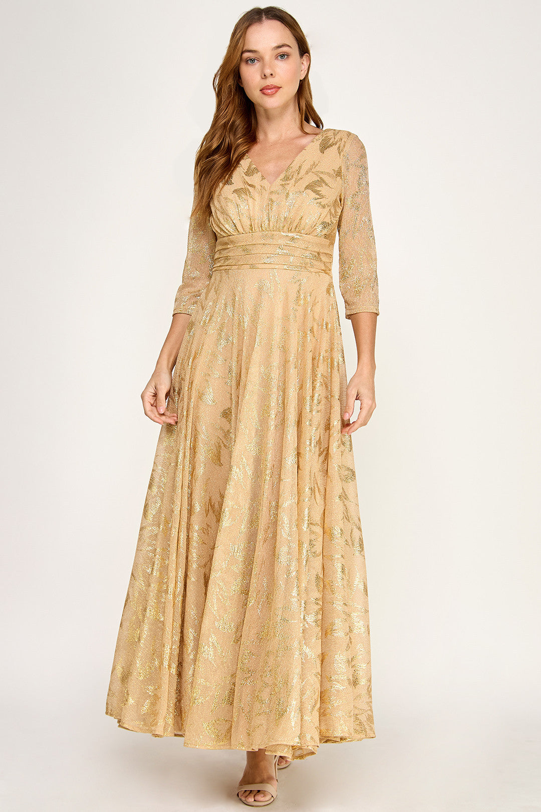 V-Neck Floor-Length Mesh Evening A-Line Lenovia 3125