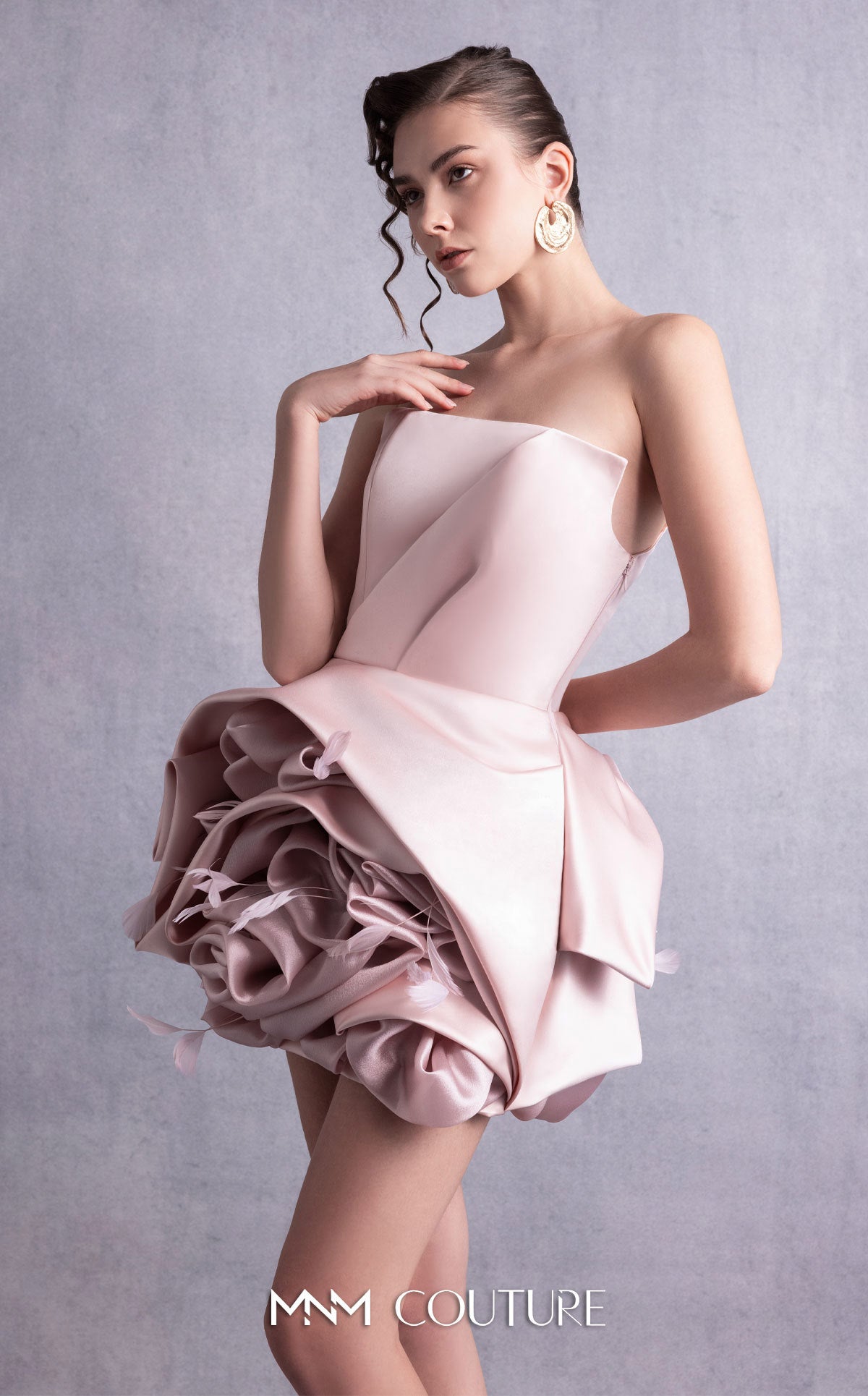 Cocktail Dresses Short 3D Floral Mini Cocktail Dress MNM Couture GOS2502 Pink