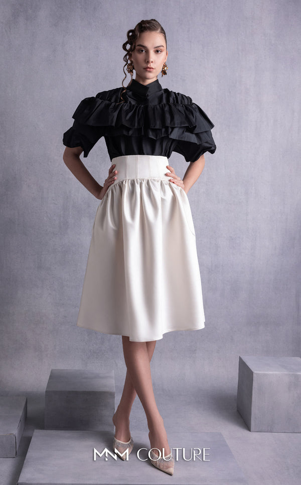 High Neck Short Ruffled Cocktail Dress by MNM Couture GOS2506