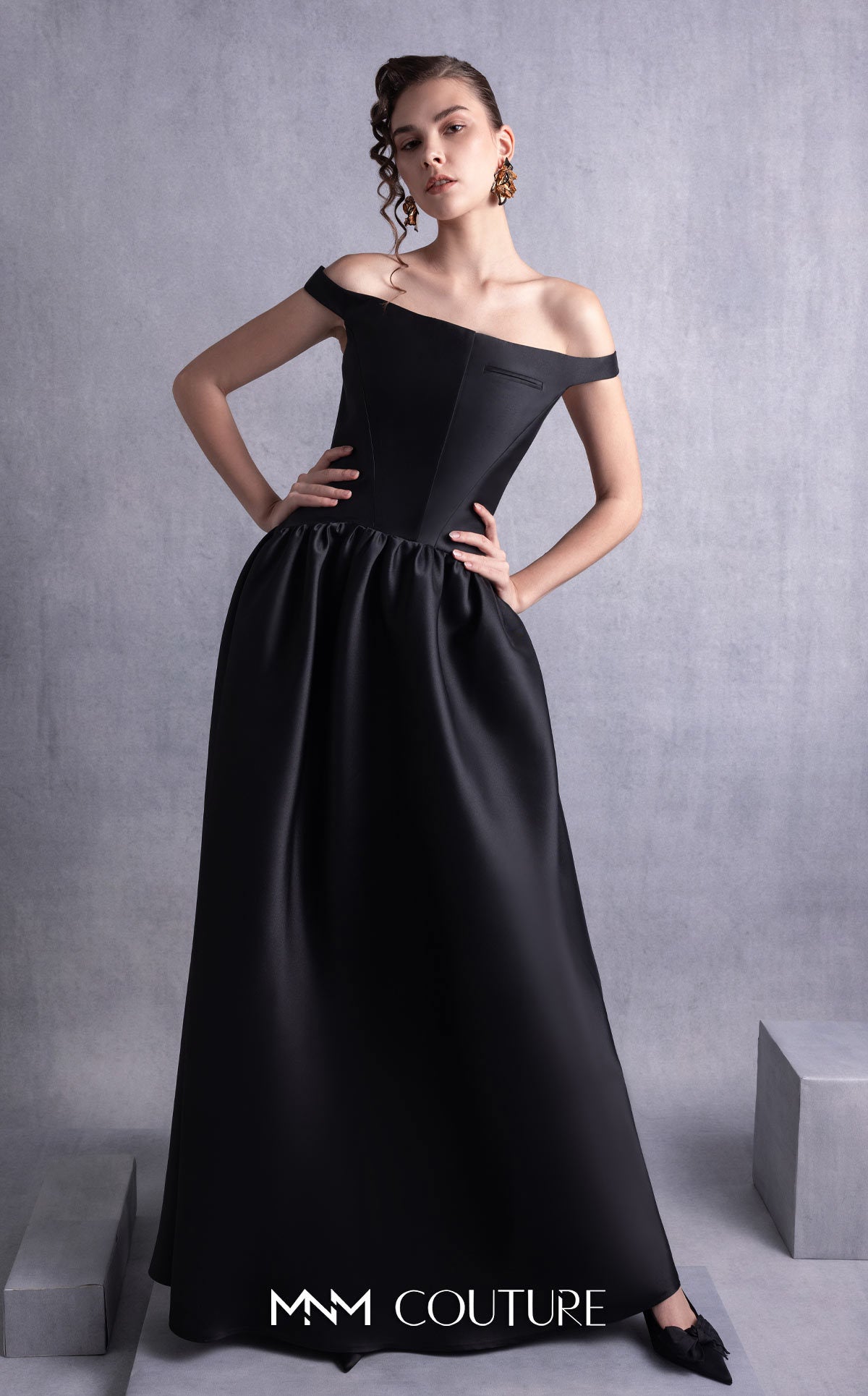 Formal Dresses Long Formal Prom A Line Dress MNM Couture GOS2507 Black