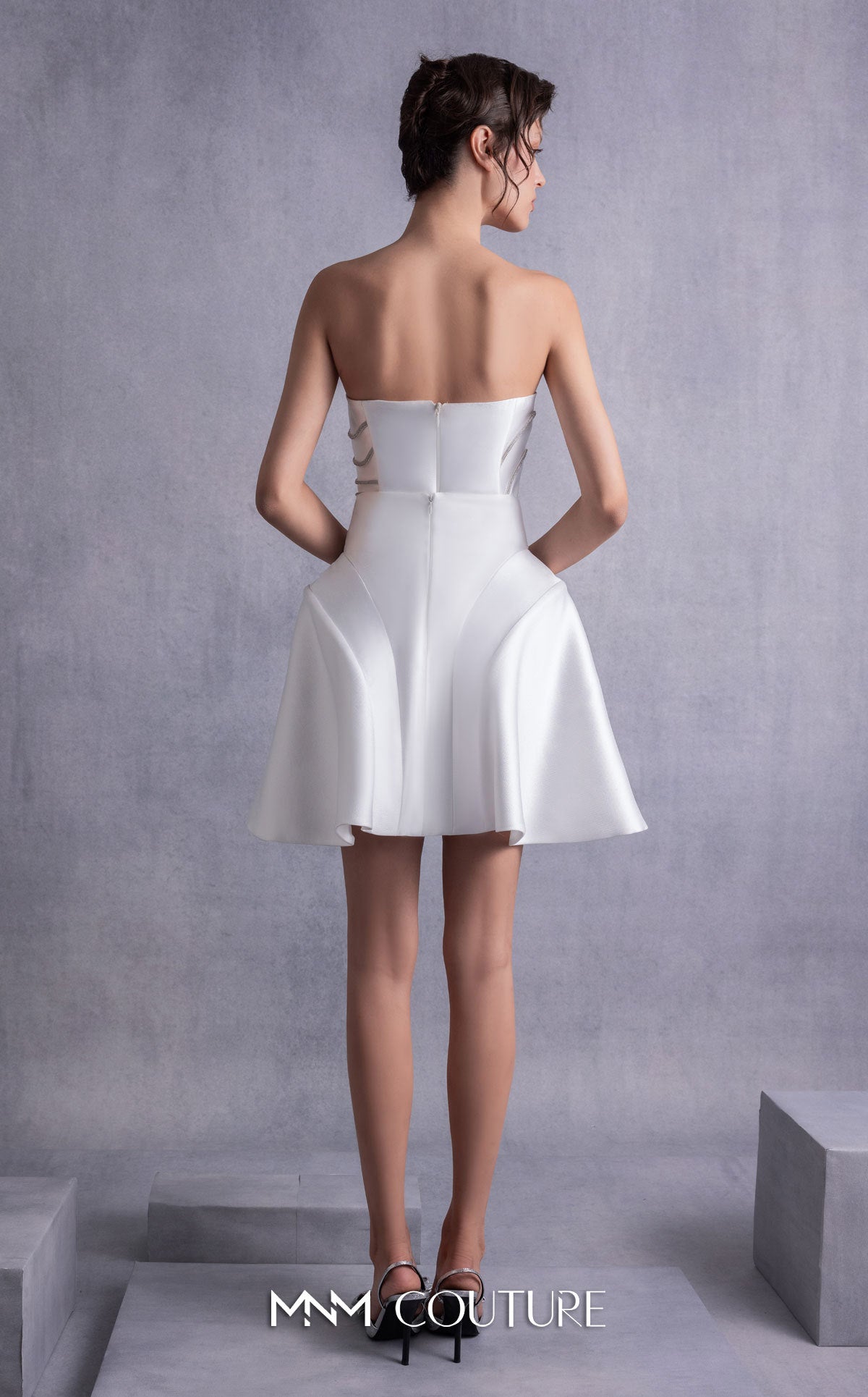 Cocktail Dresses Short Corset Cocktail Dress MNM Couture GOS2508 Off White