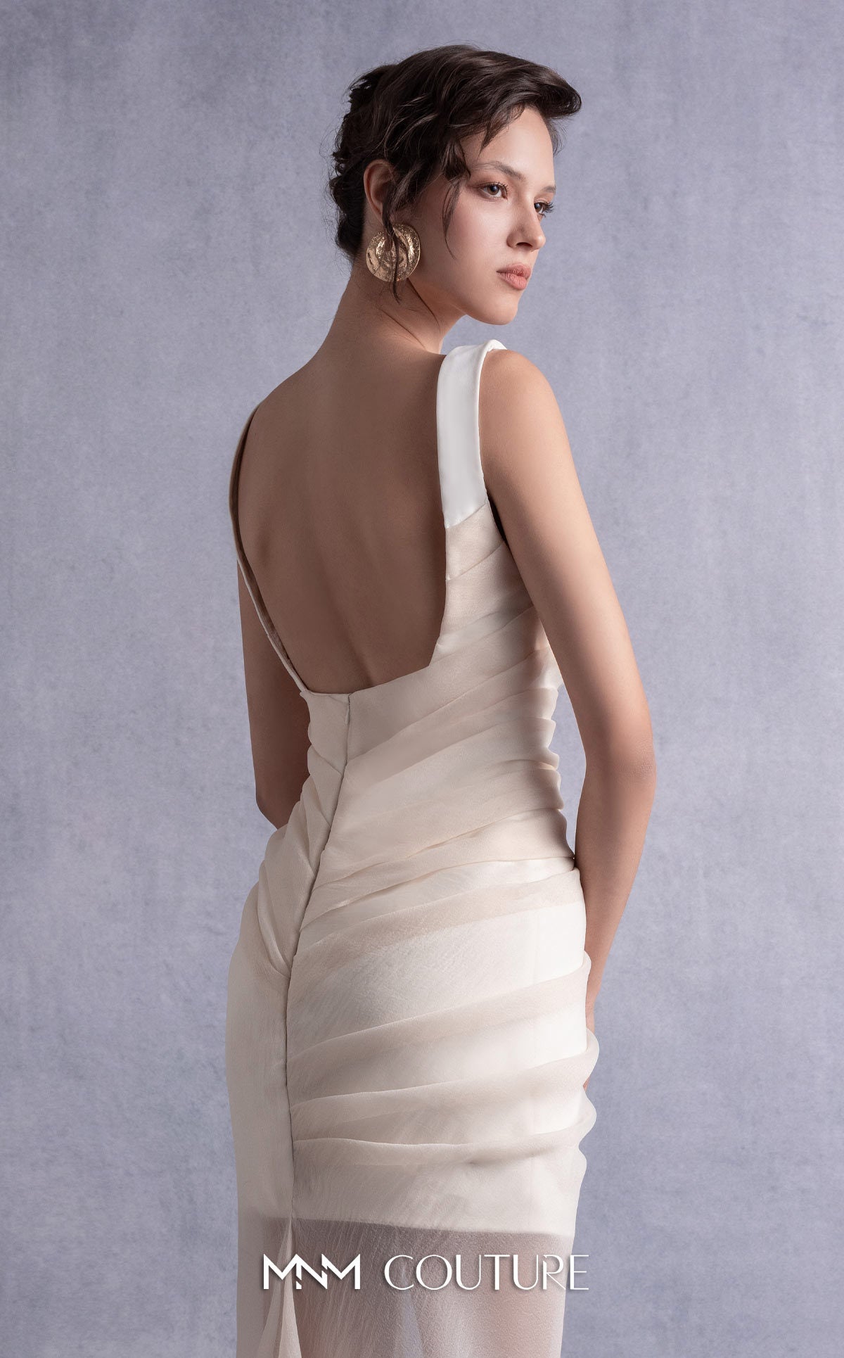Formal Dresses High Low Pleated Formal Prom Dress MNM Couture GOS2511 Nude