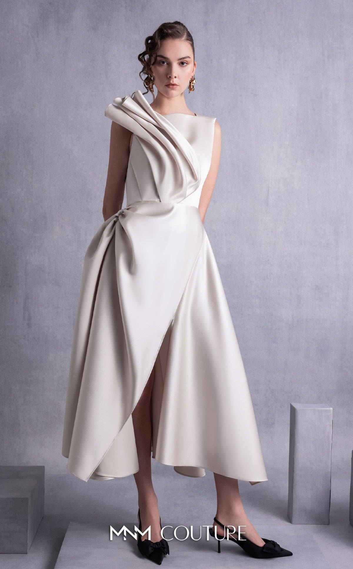 Cocktail Dresses Midi A Line Cocktail Dress MNM Couture GOS2517 Gold