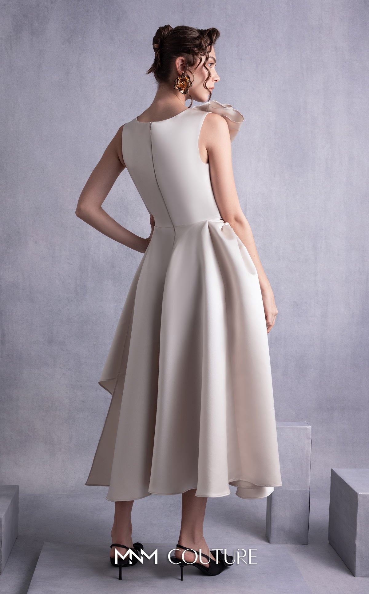 Cocktail Dresses Midi A Line Cocktail Dress MNM Couture GOS2517 Gold