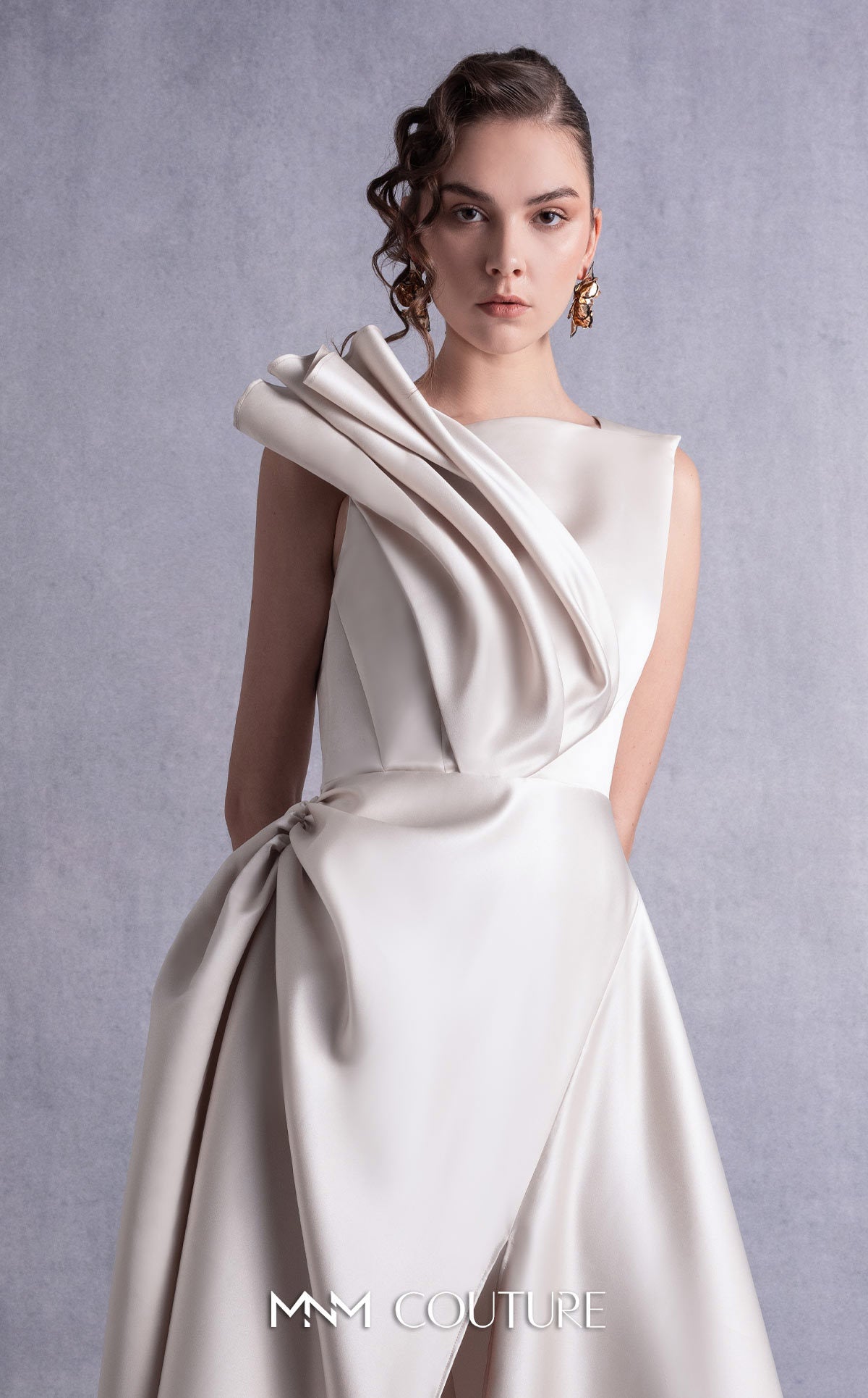 Cocktail Dresses Midi A Line Cocktail Dress MNM Couture GOS2517 Gold