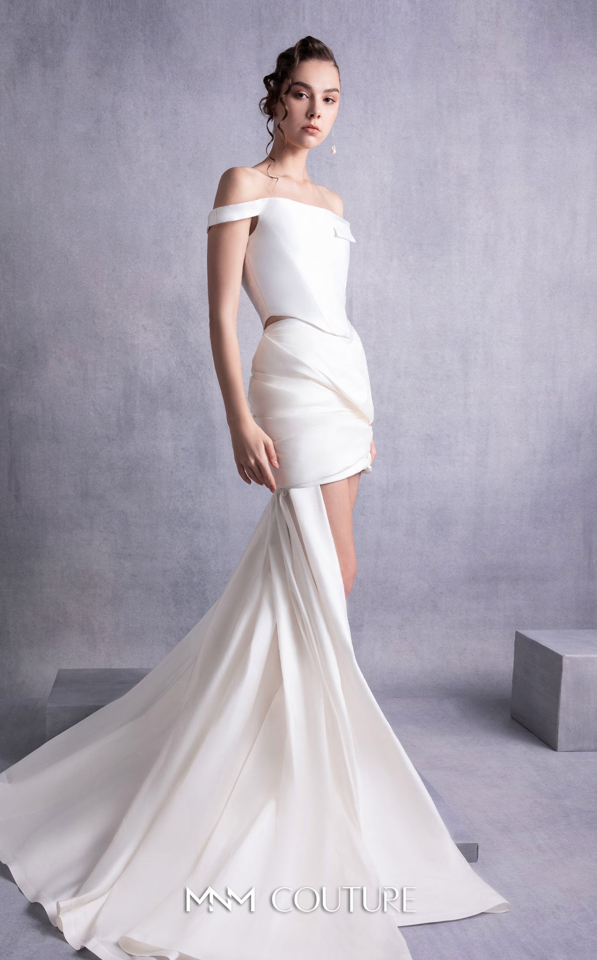 Wedding Dresses High Low Two Piece Wedding Dress MNM Couture GOS2518 Off White