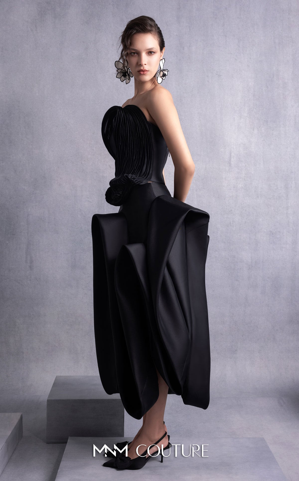 Strapless Short Satin Cocktail Dress by MNM Couture GOS2520 in Black