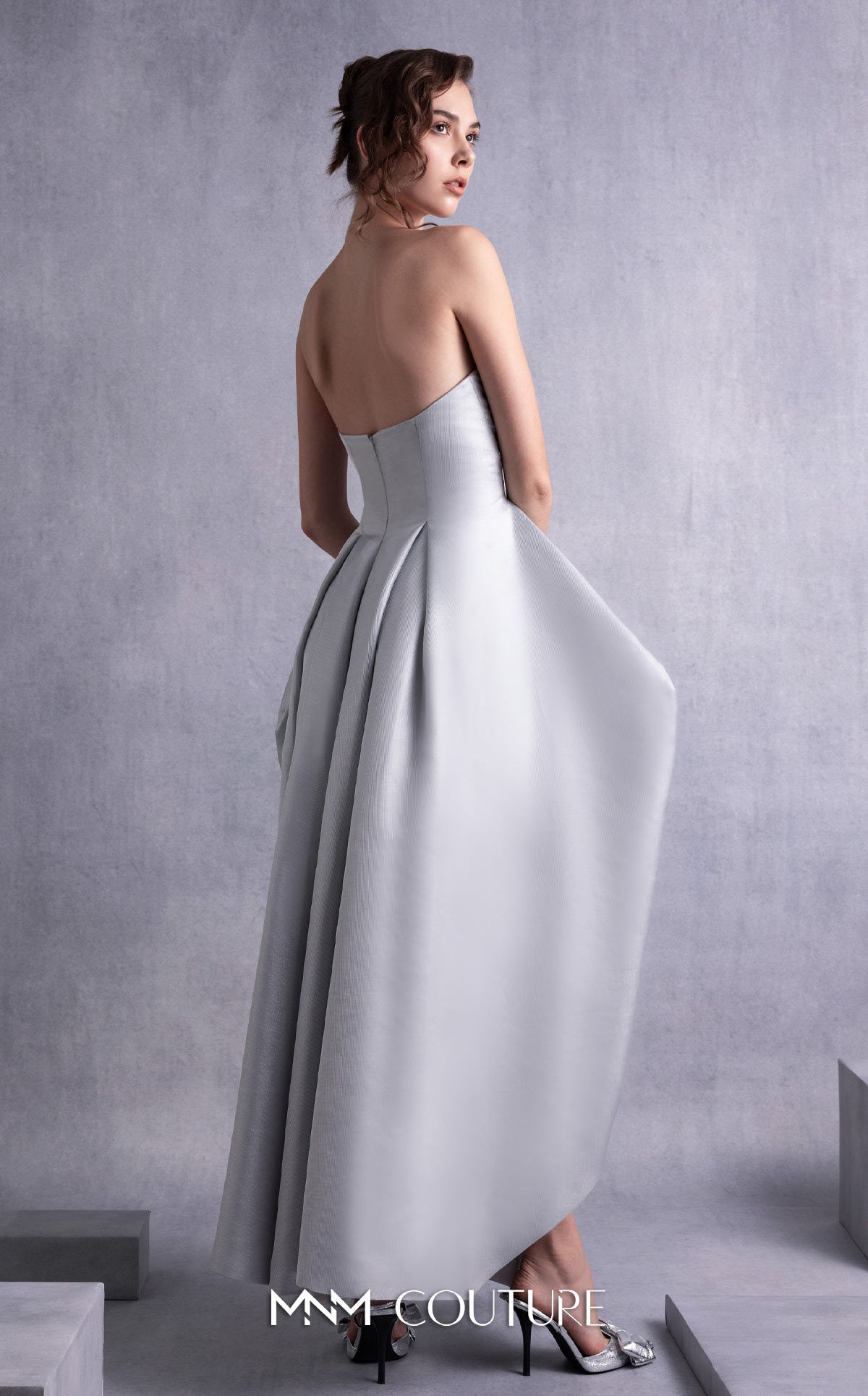 Cocktail Dresses Tea Length Cocktail A Line Dress MNM Couture GOS2521 Silver
