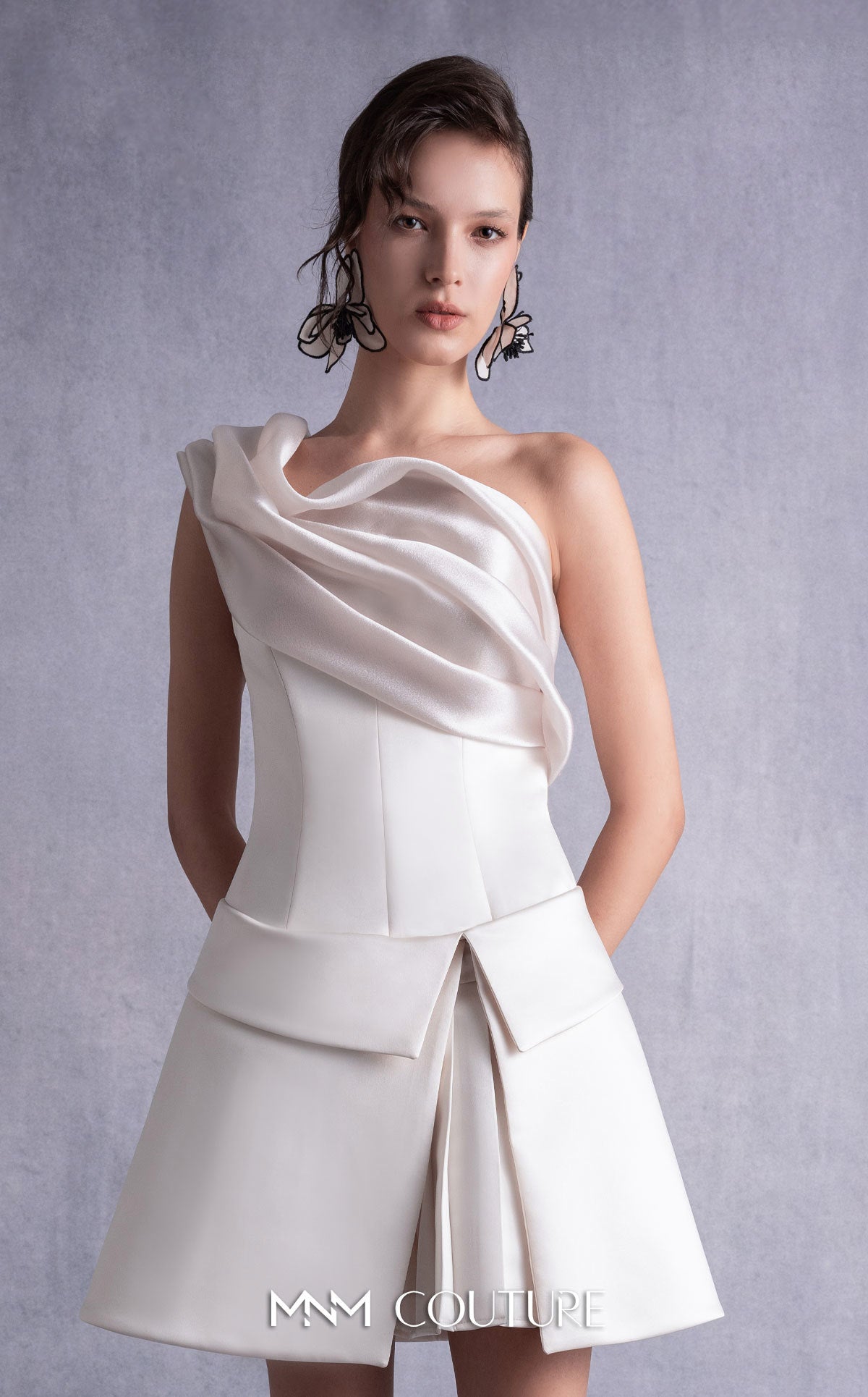Cocktail Dresses Short Corset A Line Mini Cocktail Dress MNM Couture GOS2537 Off White