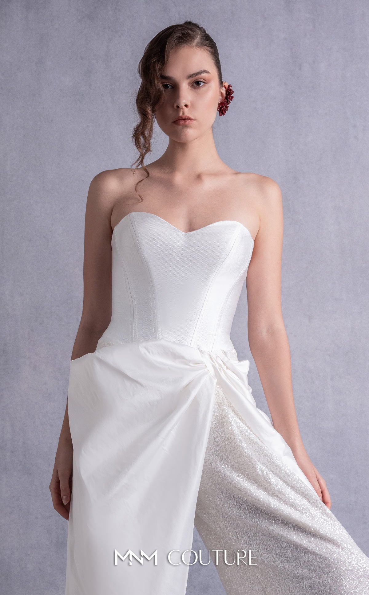 Jumpsuit Long Formal Sequin Jumpsuit MNM Couture GOS2540 Off White