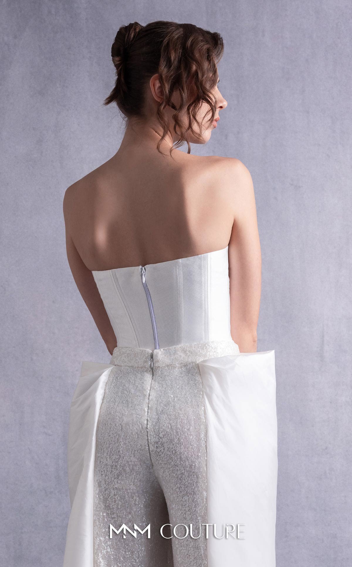 Jumpsuit Long Formal Sequin Jumpsuit MNM Couture GOS2540 Off White