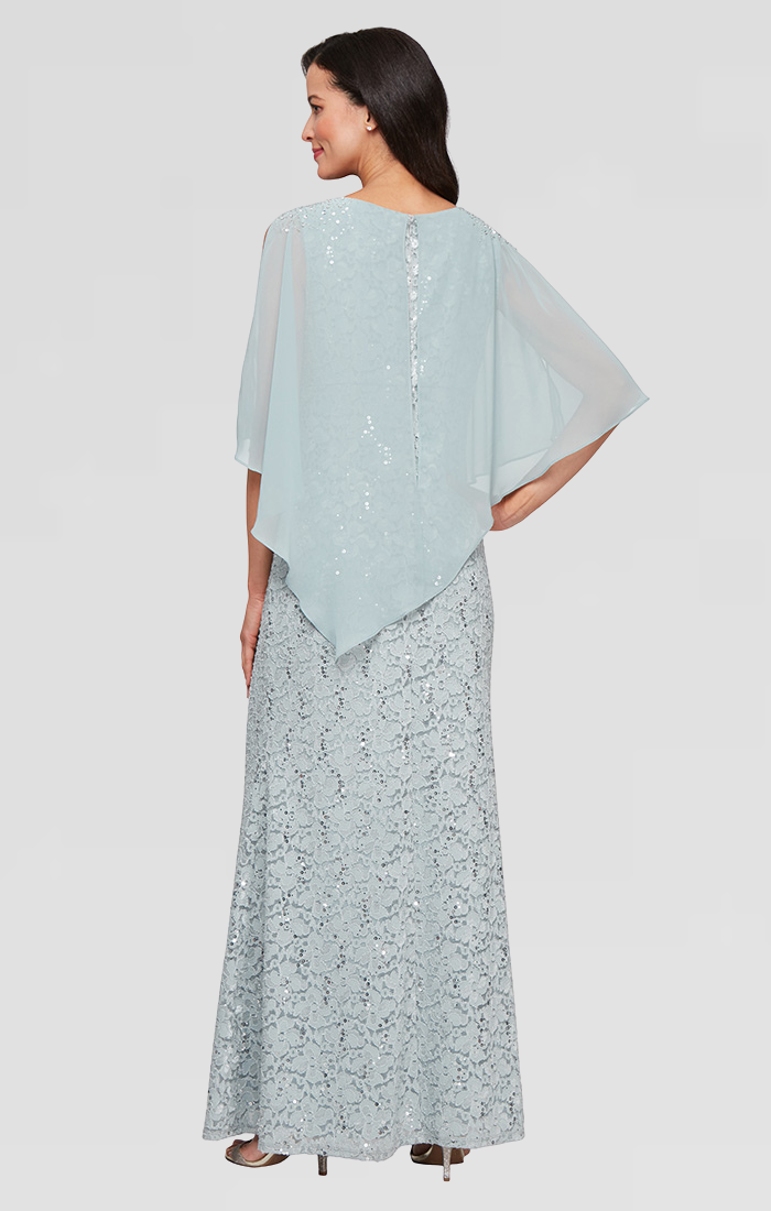 Plus Size Dresses Sequin Plus Size Long Formal Floral Lace Evening Dress SAGE