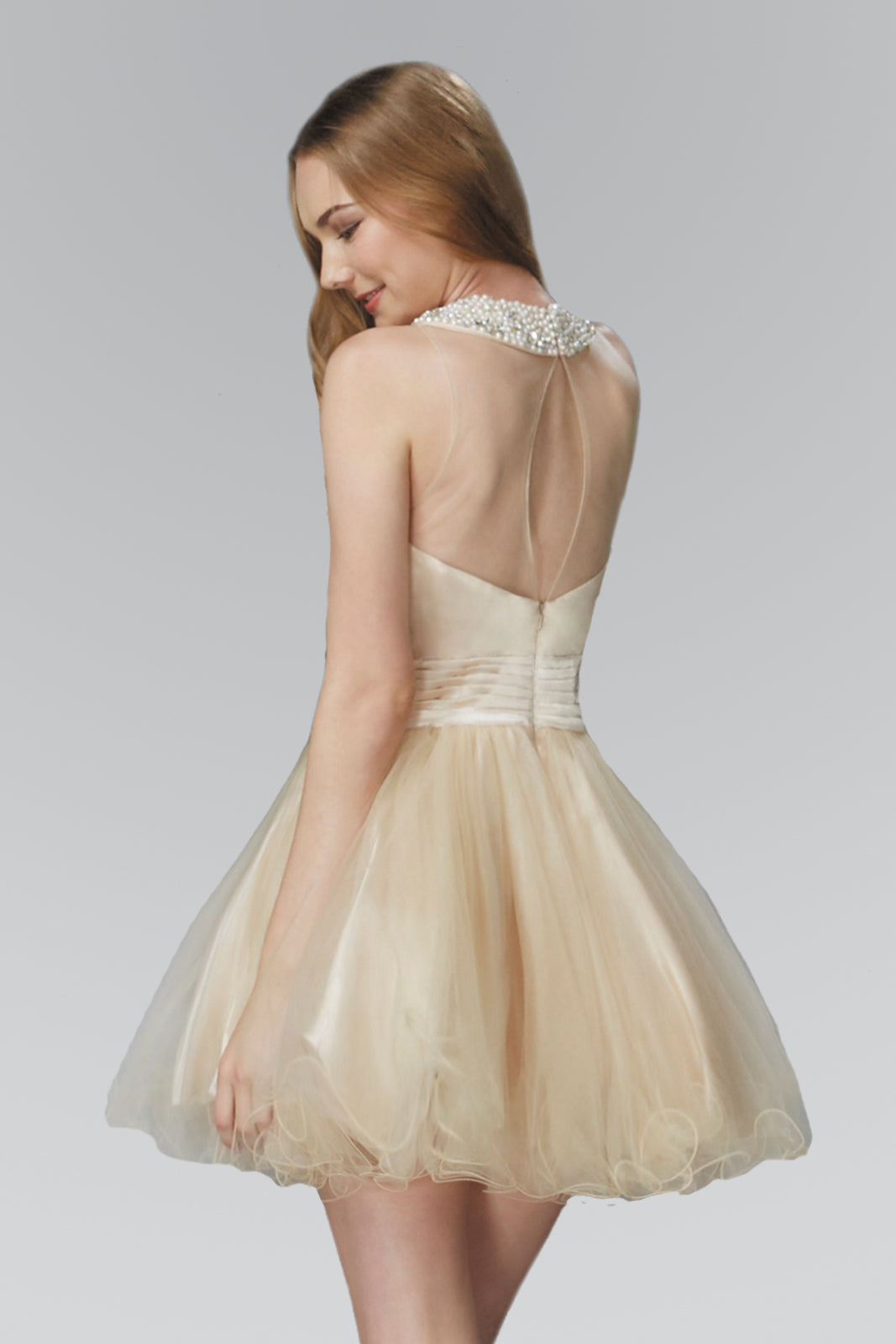 Homecoming Sleeveless Short Prom Dress in Champagne