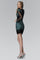 Cocktail Dresses Short Fitted Long Sleeve Cocktail Mini Dress Teal/Black