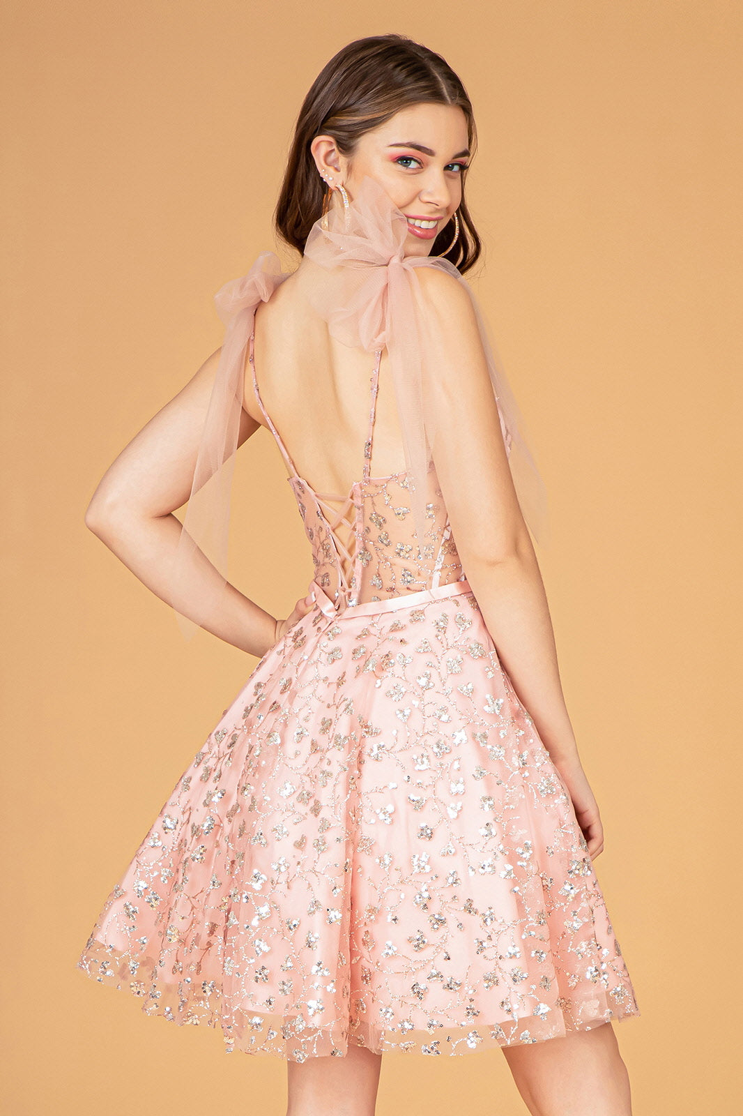 Short Glitter Cocktail Mini Dress
