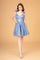 Cocktail Dresses Short Glitter Cocktail Mini Dress Smoky Blue