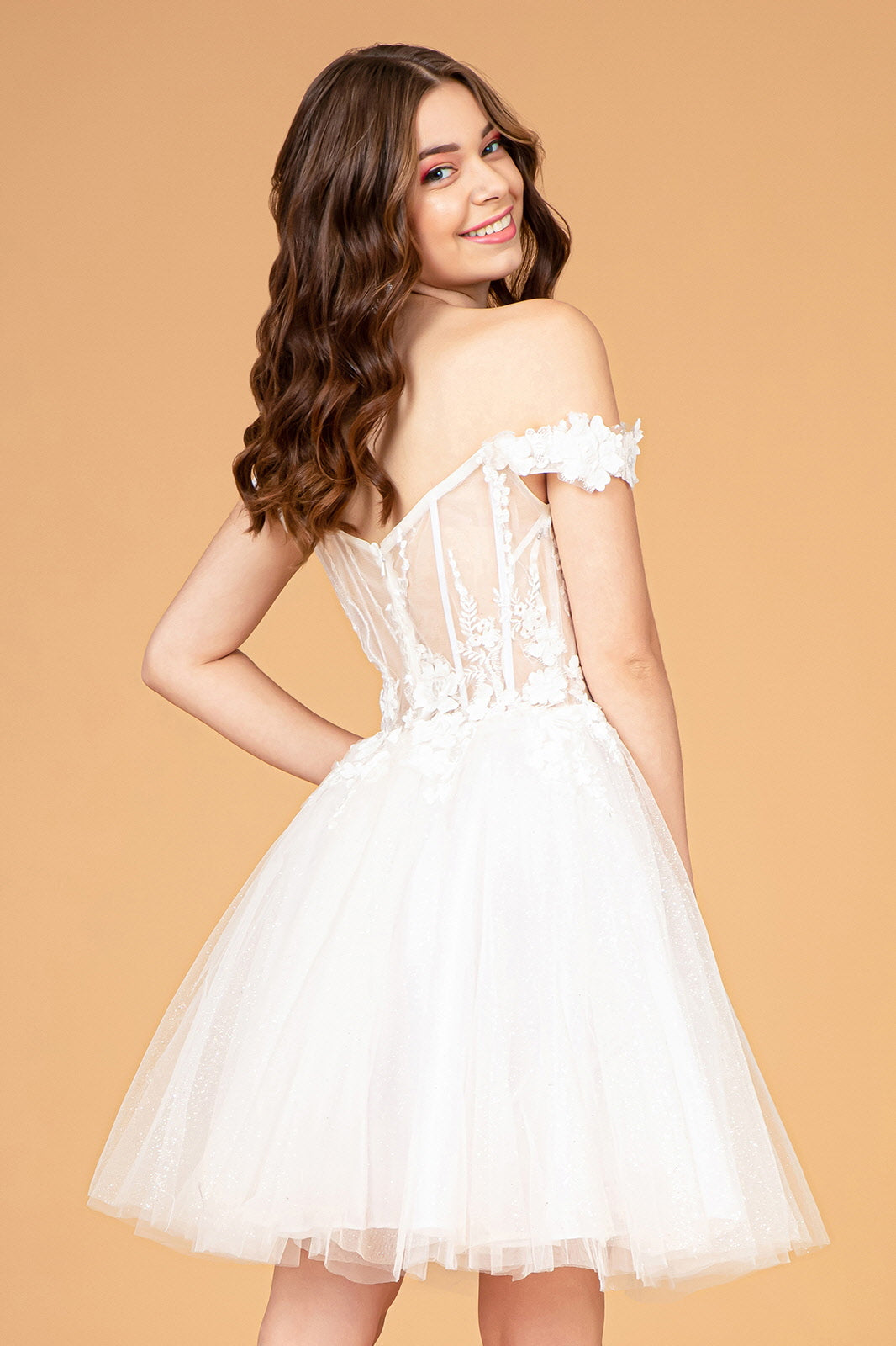 Cocktail Dresses Babydoll Homecoming Short Dress Off White