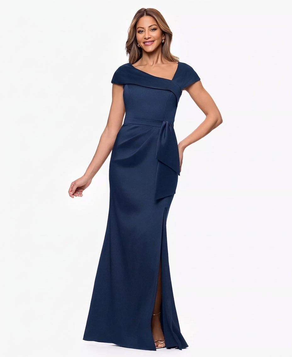 Off-the-Shoulder Full-Length Sheath Dress Xscape 7641X