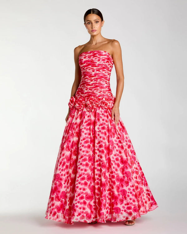 Long Formal Prom Dress 3D Floral Applique Mac Duggal 56329