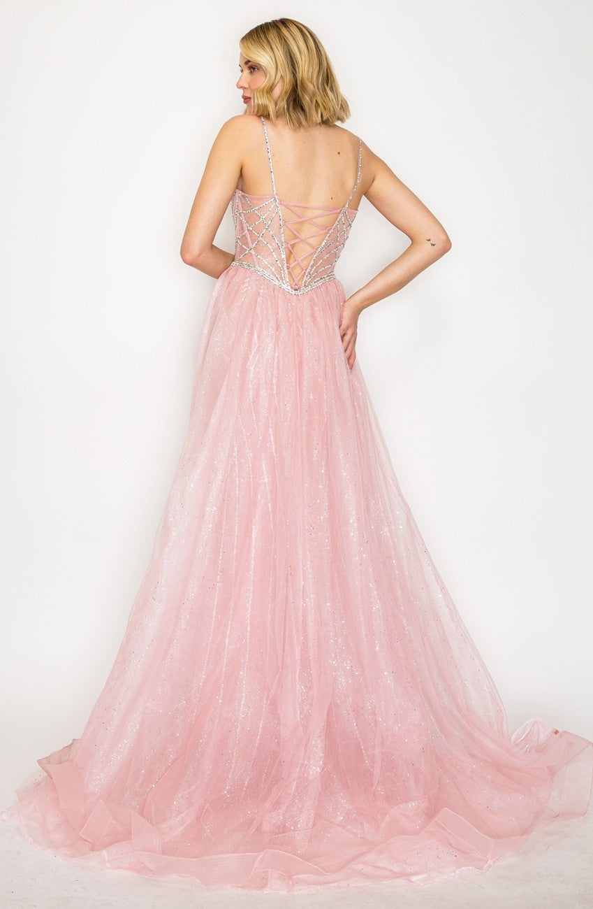 Prom Dresses Long Formal Beaded Overskirt Prom Dress Pink