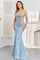 Prom Dresses Fitted Long Formal Beaded Corset Prom Gown Dusty Blue