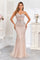 Prom Dresses Fitted Long Formal Beaded Corset Prom Gown Nude
