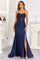 Prom Dresses Fitted Prom Long Formal Beaded Evening Gown Navy