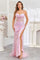 Prom Dresses Fitted Long Formal Sequin Prom Dress Pink