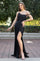 Prom Dresses Beaded Long Formal Fitted Slit Evening Prom Dress Black