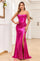 Prom Dresses Long Formal Fitted Metallic Prom Dress Hot Pink