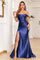 Prom Dresses Fitted Formal Long Pleated Prom Dress Navy