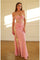 Prom Dresses Long Fitted Formal Lace Applique Prom Dress Pink
